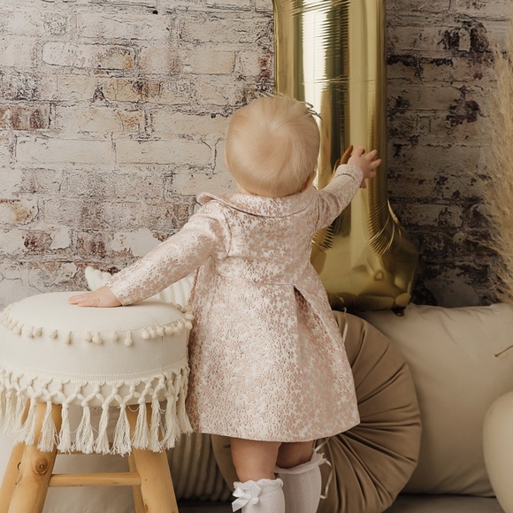 Baby Pink Formal Peacoat & Matching Dress Combo - Picture 3 of 4